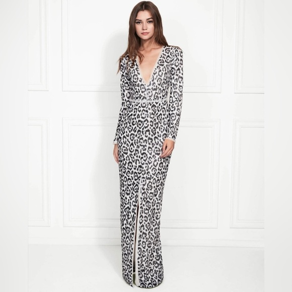 Rachel Zoe Carey Sequined Leopard Gown size 4 - Picture 1 of 8